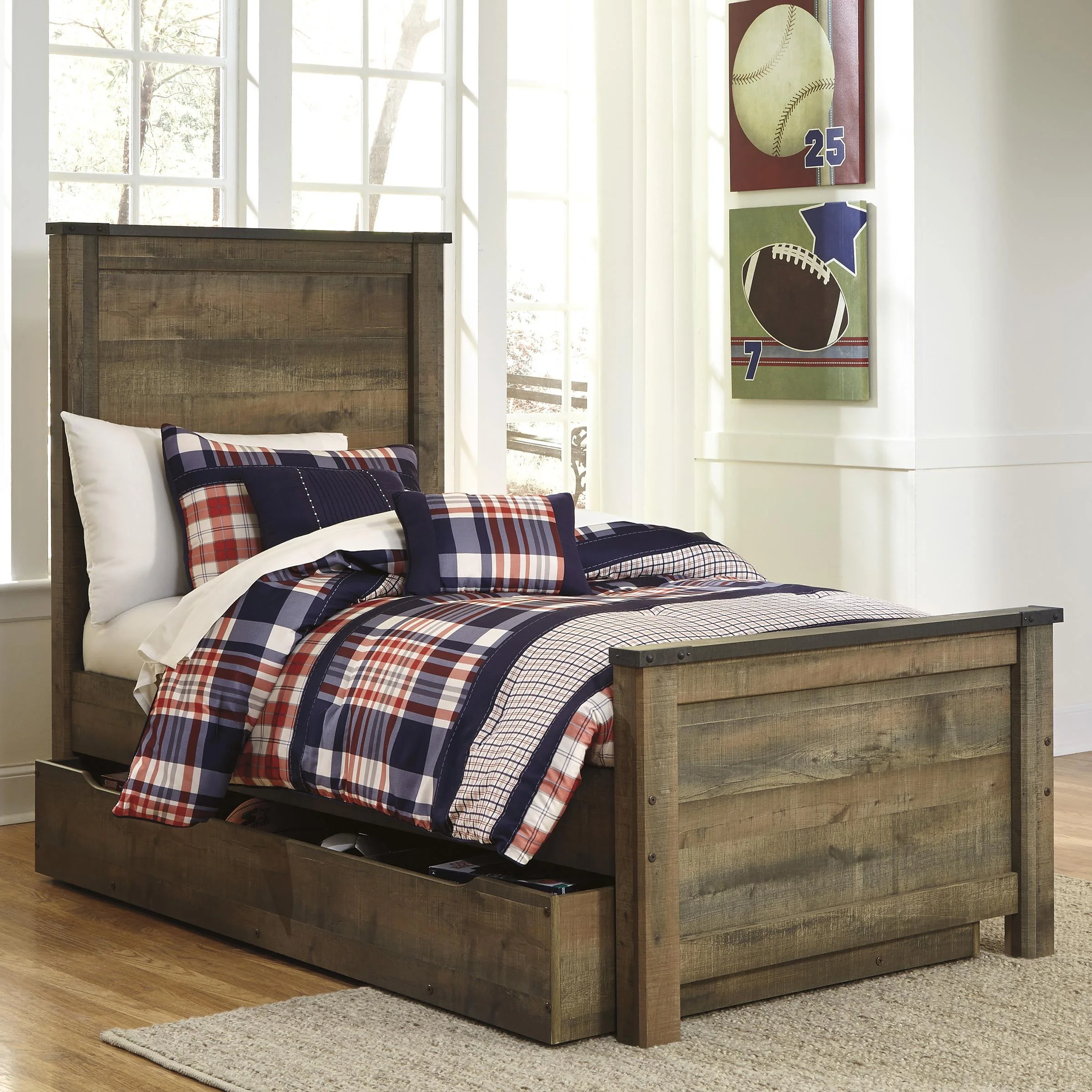 Ashley Signature Design Trinell B446B8 Rustic Look Twin Panel Bed with ...